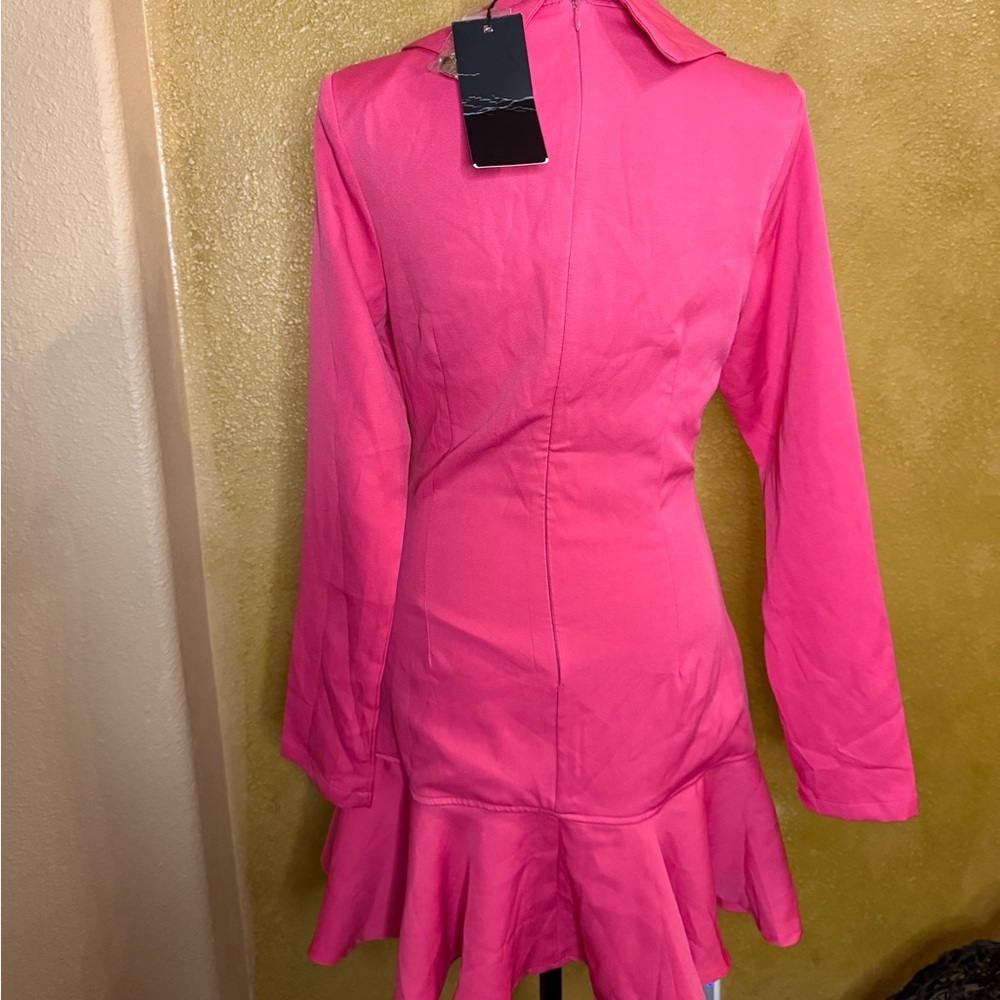 DO + BE Pink Double Breasted Dress with Ruffle Hem – Size Small (NWT) 🌸✨ - Picture 3 of 4